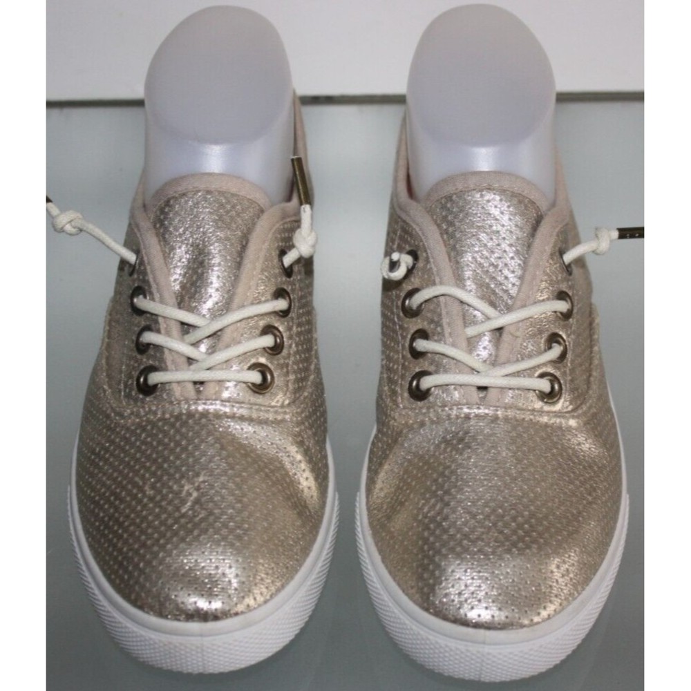 Charles Albert Gold Sneakers Womens 7 White Sole Lace Up Shoe New York Shine